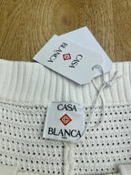 Gelb gestreifte Strickshorts – Herren