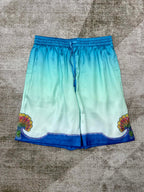 Blue Gradient Silk Shorts - Men's