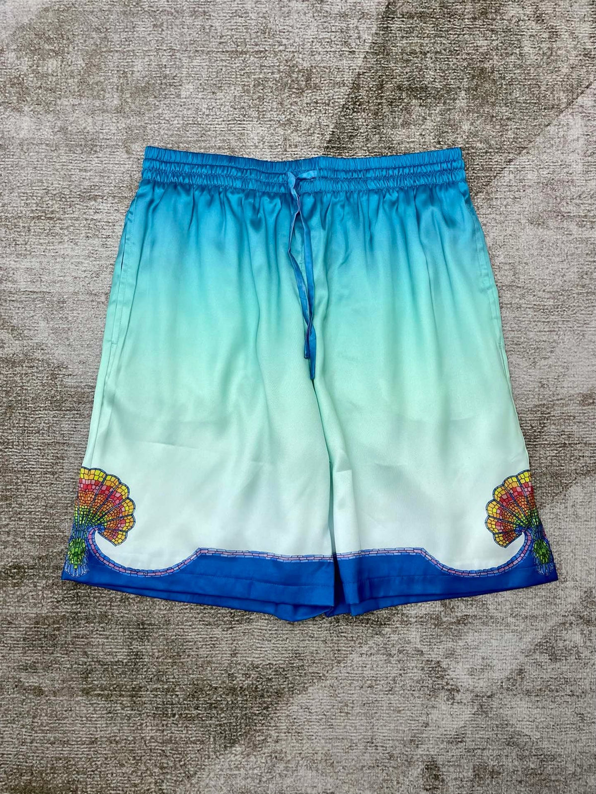 Blue Gradient Silk Shorts - Men's