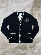 Navy Wollstrickjacke mit Kontrastbesatz – Herren