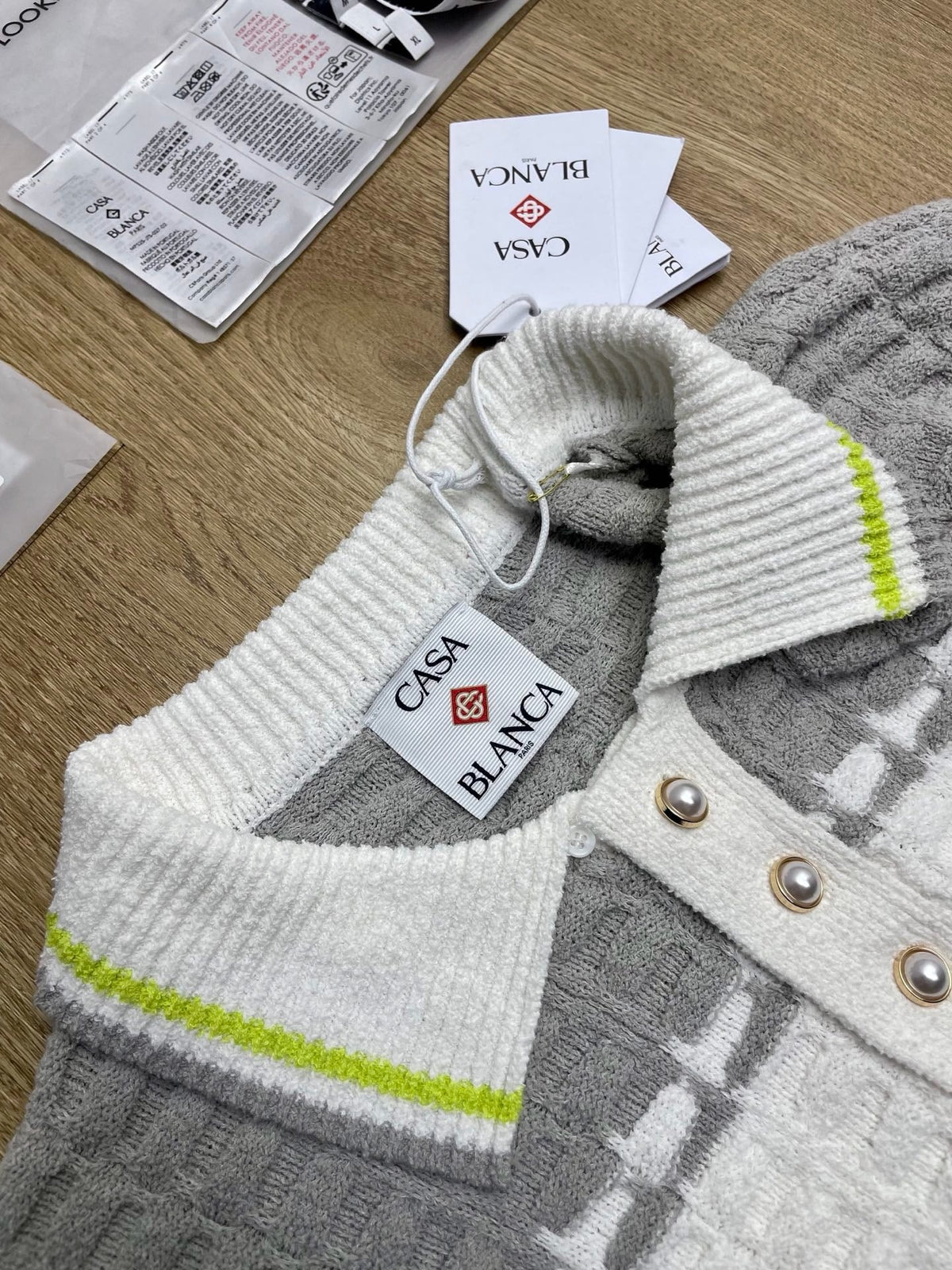 Weißes Langarmshirt mit Strickpaneelen – Herren