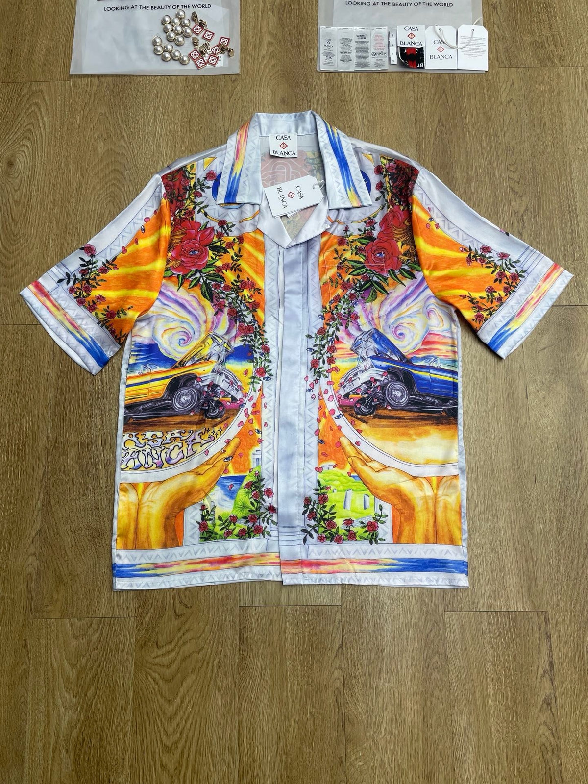 Landscape Print Silk Shirt - Men's