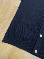 Marineblau gestreiftes Strickhemd – Herren