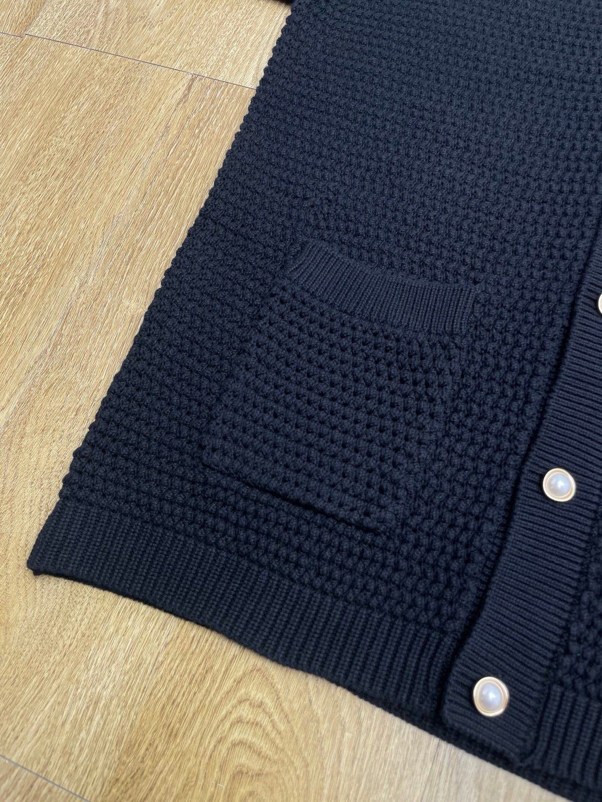 Marineblau gestreiftes Strickhemd – Herren