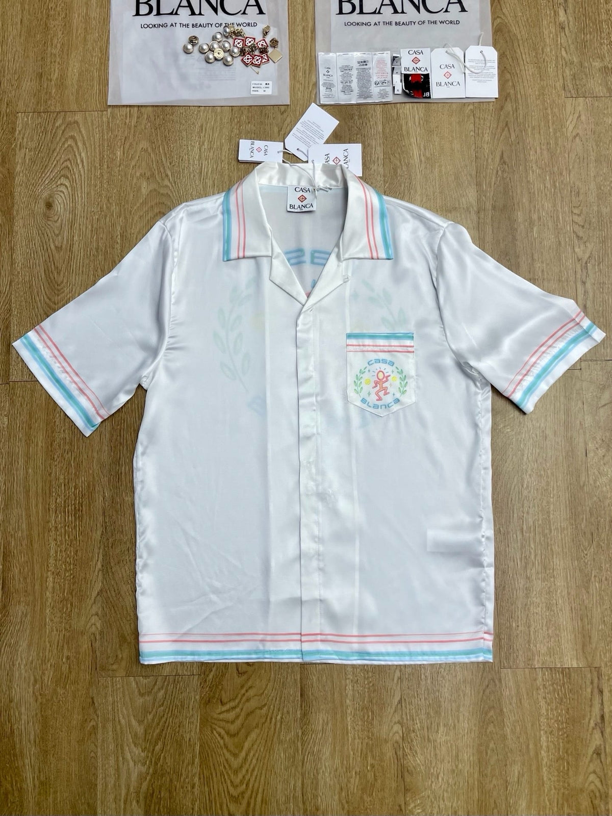 Weißes Baumwoll-T-Shirt mit Kontrastbesatz und kurzen Ärmeln – Herren