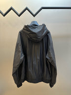 Schwarze Nylon-Bomberjacke mit Kapuze – Herren