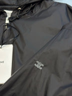 Schwarze Nylon-Bomberjacke mit Kapuze – Herren