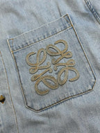 Blaue Jeans-Kurzarmtasche – Damen