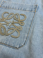 Blaue Jeans-Kurzarmtasche – Damen