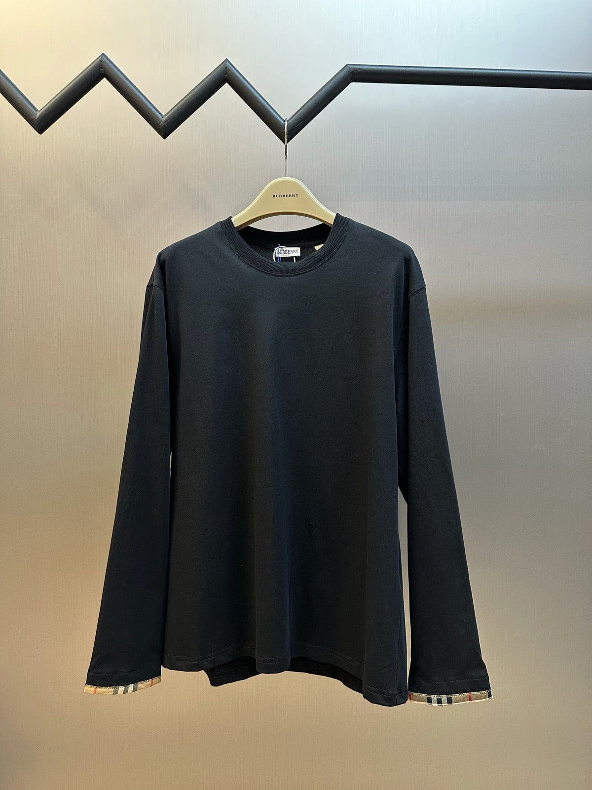 Black Cotton Cuff Detail Long-Sleeve - Men's