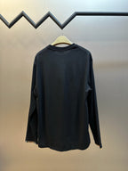 Schwarzes Langarmshirt aus Baumwolle mit Bündchendetail – Herren