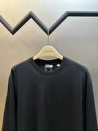 Schwarzes Langarmshirt aus Baumwolle mit Bündchendetail – Herren