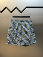 Blauer Baumwoll-Check-Kordelzug – Herren