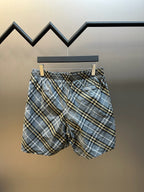 Blauer Baumwoll-Check-Kordelzug – Herren