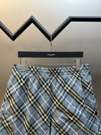 Blauer Baumwoll-Check-Kordelzug – Herren