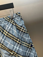 Blauer Baumwoll-Check-Kordelzug – Herren