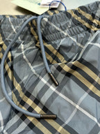 Blauer Baumwoll-Check-Kordelzug – Herren