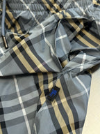 Blauer Baumwoll-Check-Kordelzug – Herren