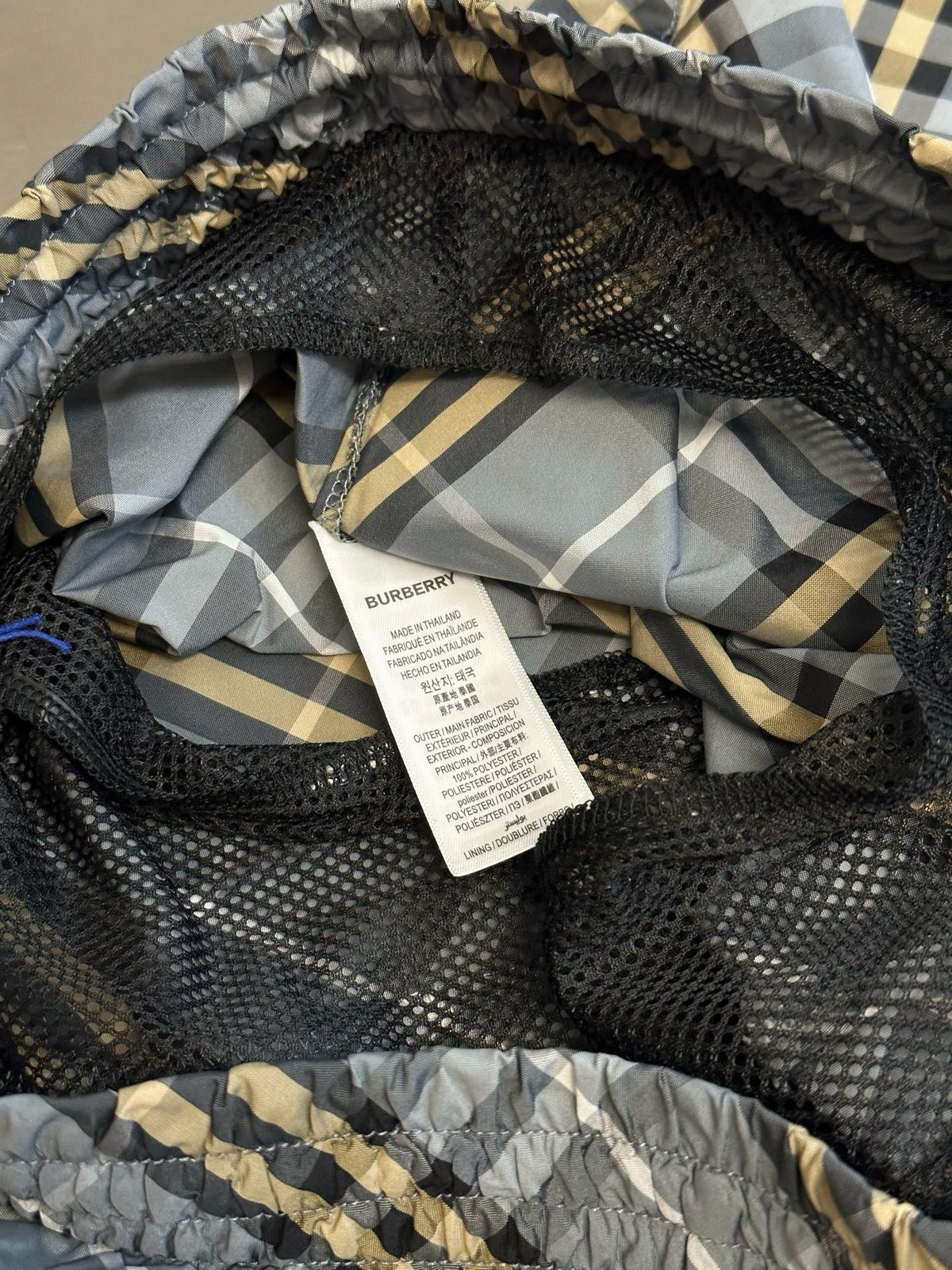 Blauer Baumwoll-Check-Kordelzug – Herren