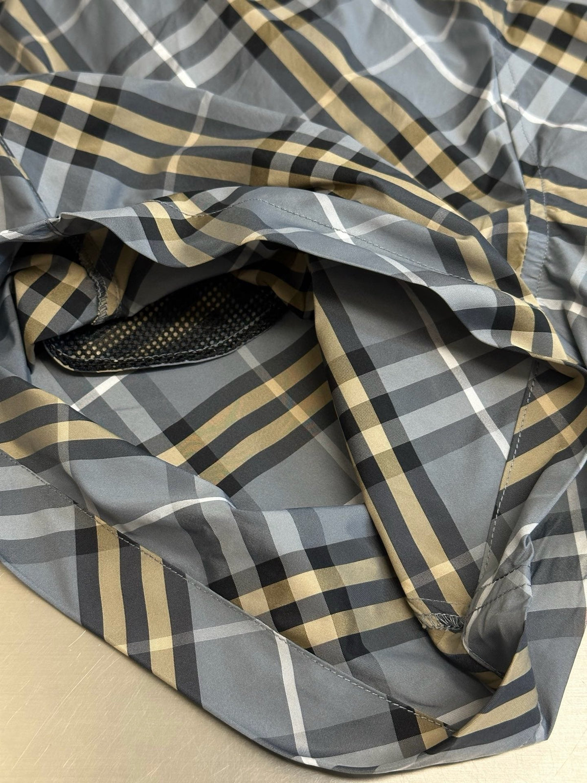 Blauer Baumwoll-Check-Kordelzug – Herren
