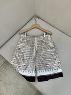 Cream Cotton Monogram Print Drawstring - Men's
