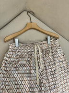 Cream Cotton Monogram Print Drawstring - Men's