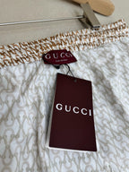 Cream Cotton Monogram Print Drawstring - Men's