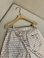 Cream Cotton Monogram Print Drawstring - Men's
