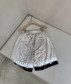 Cream Cotton Monogram Print Drawstring - Men's