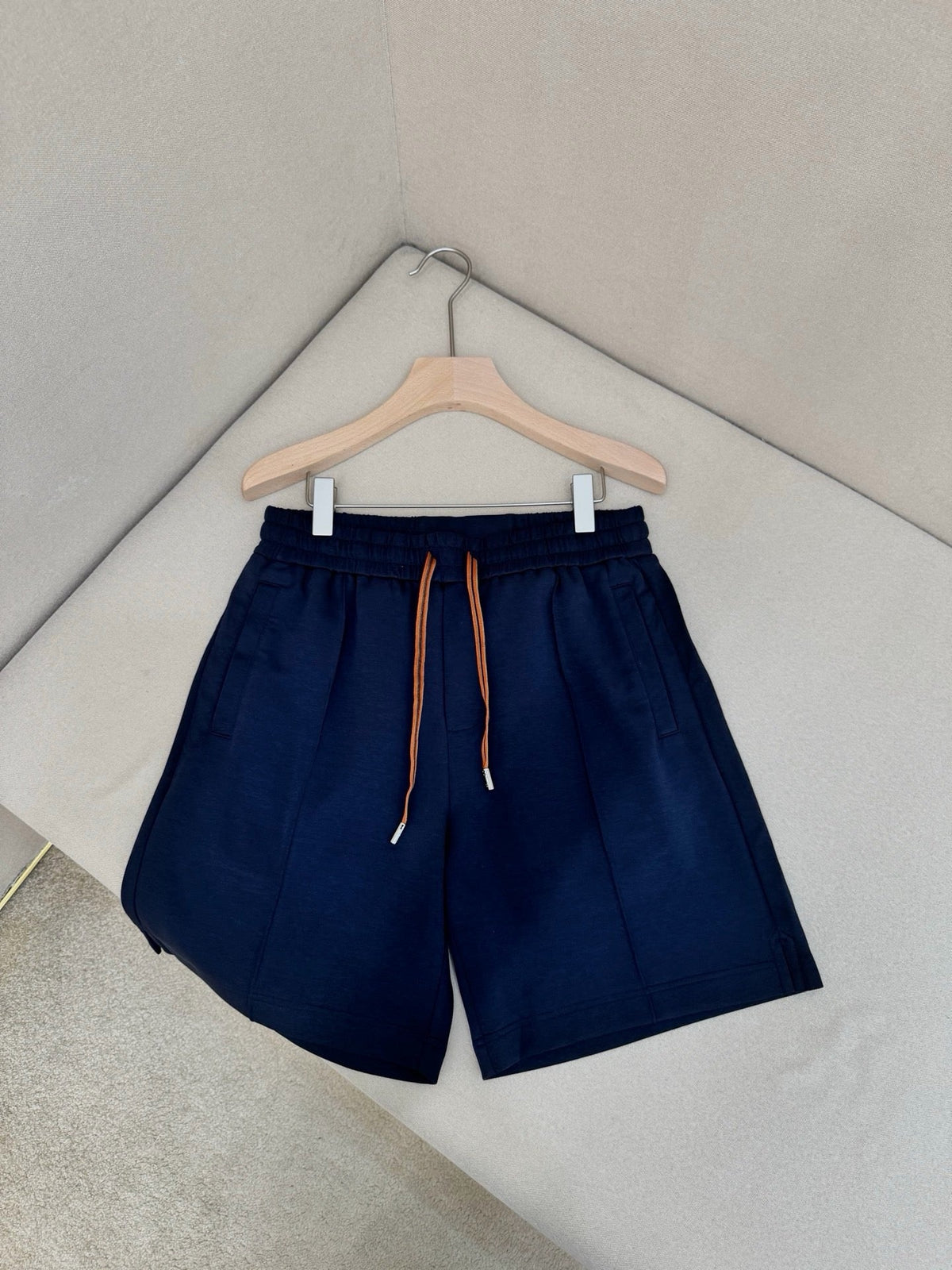 Cream Cotton Pleated Drawstring - Men's