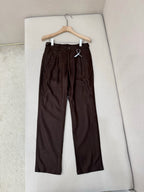Brown Leather Plain Wide-Leg - Men's