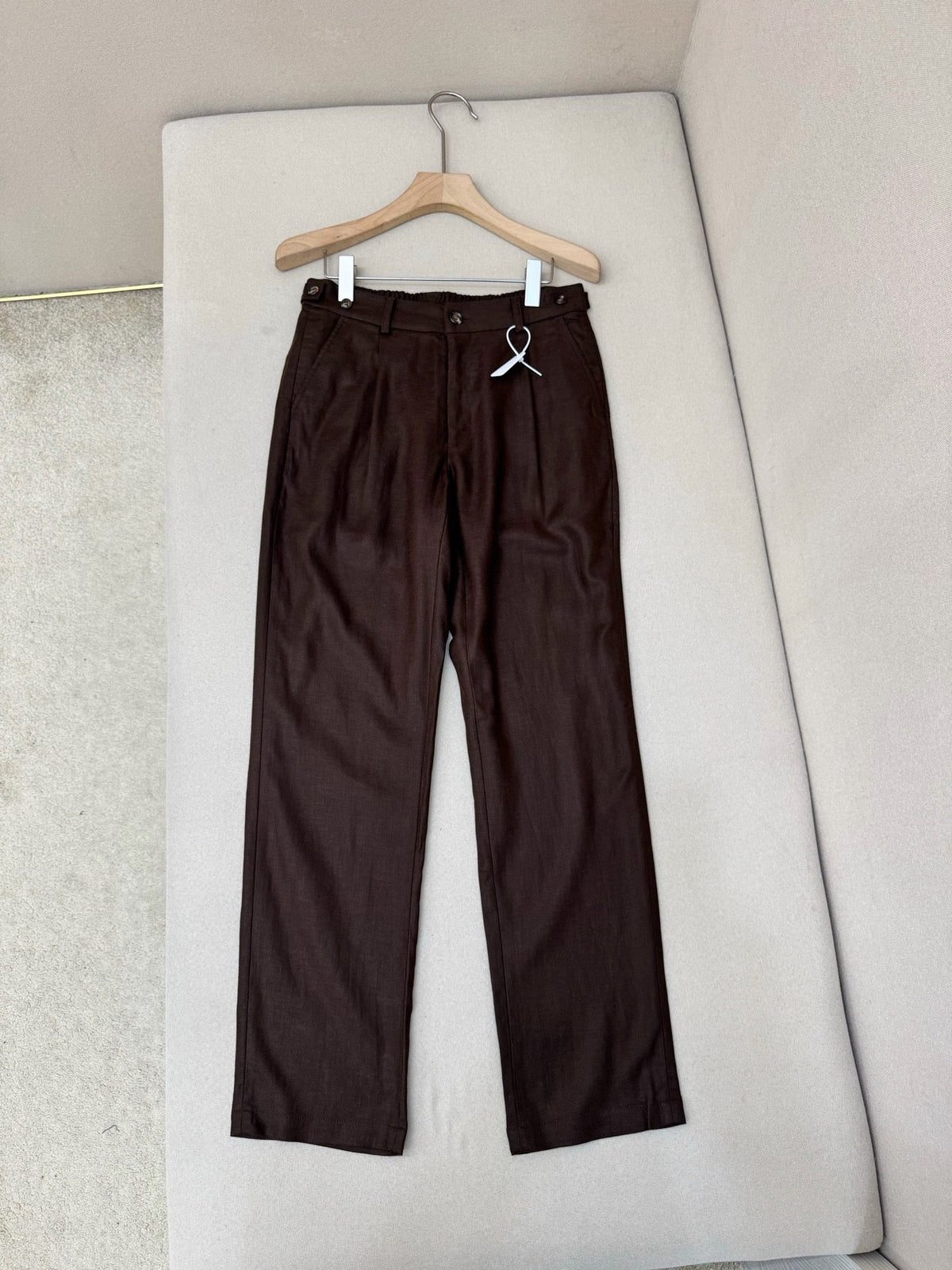 Brown Leather Plain Wide-Leg - Men's