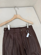 Brown Leather Plain Wide-Leg - Men's