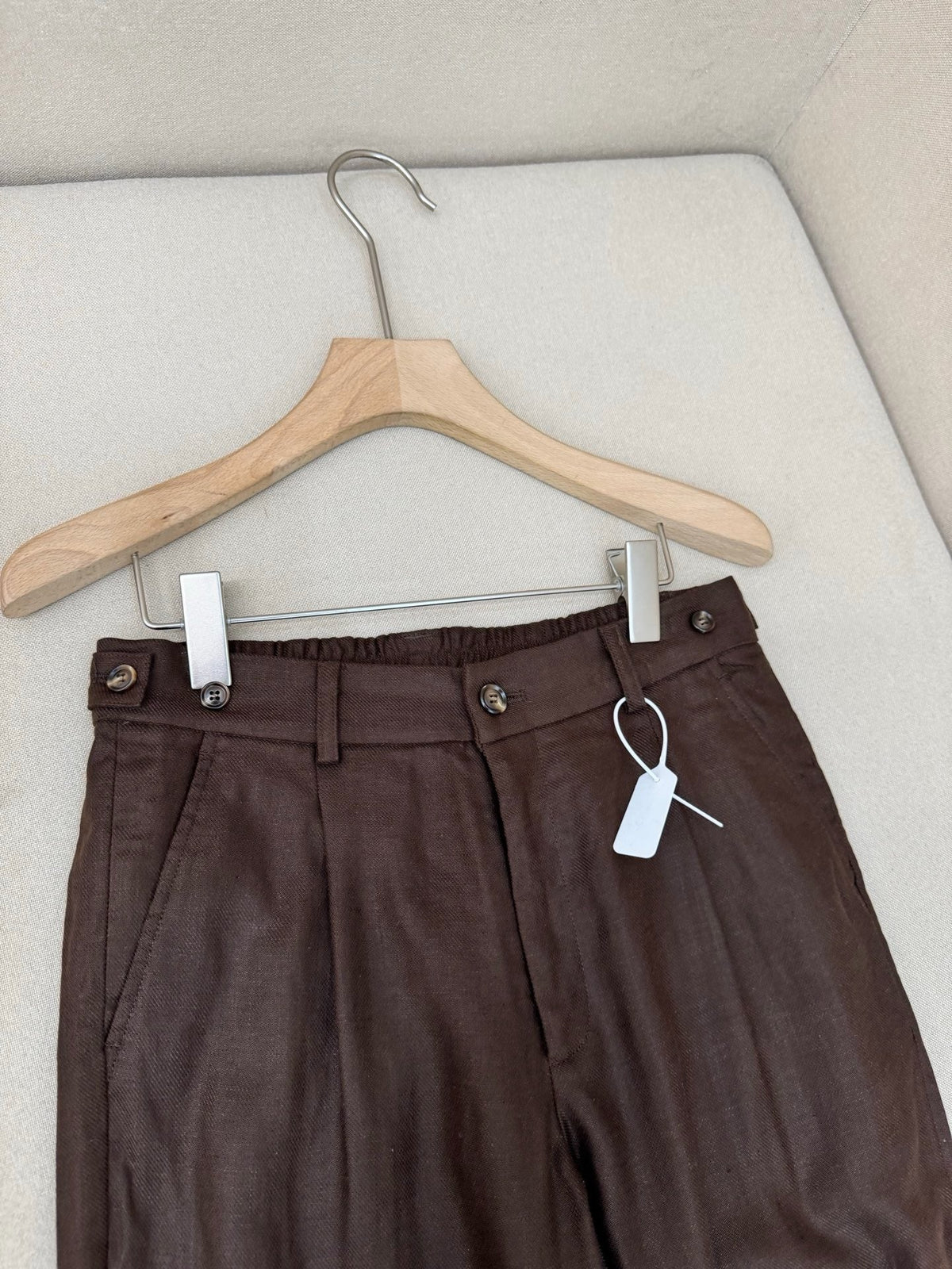Brown Leather Plain Wide-Leg - Men's