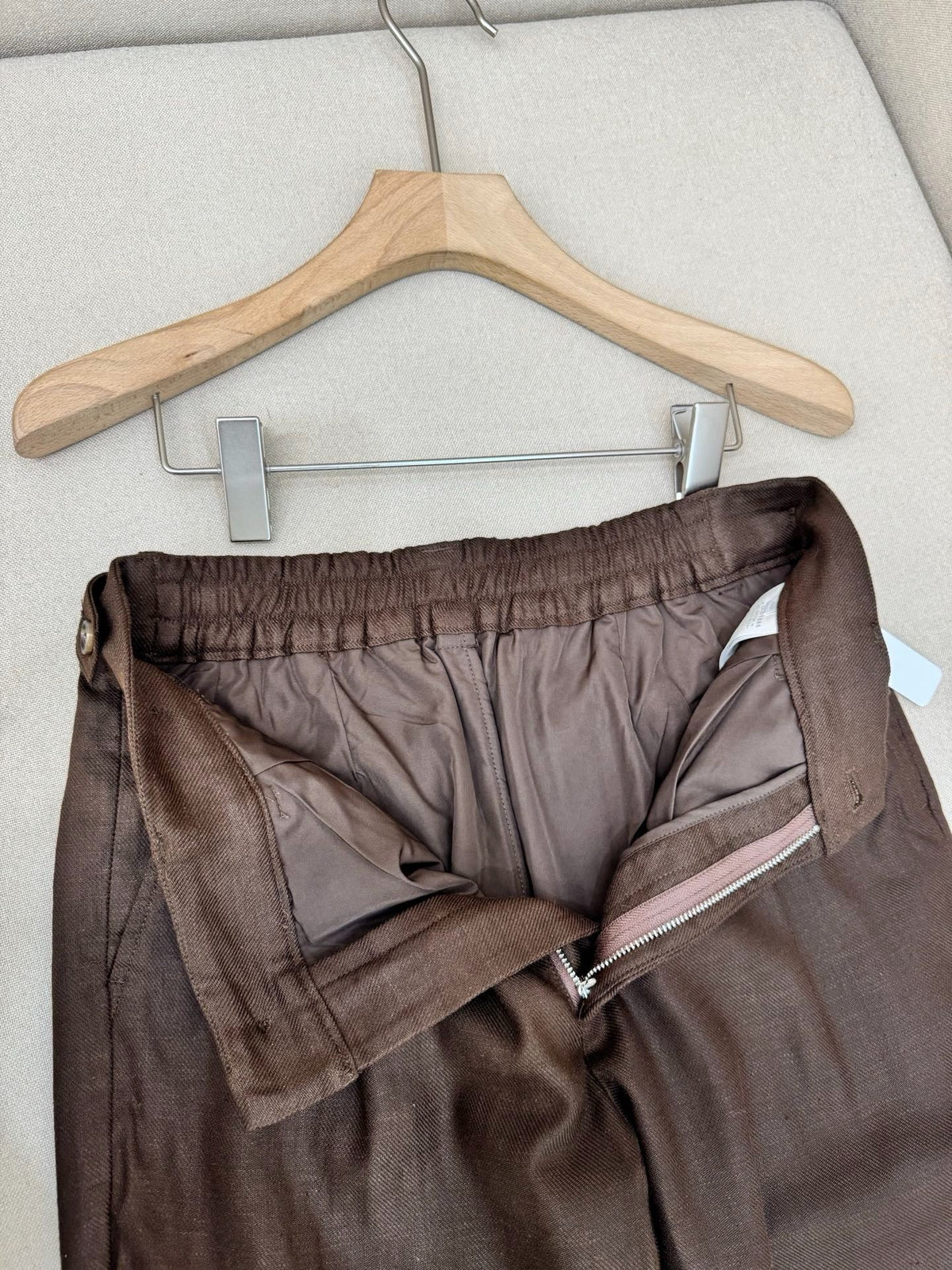 Brown Leather Plain Wide-Leg - Men's
