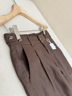 Brown Leather Plain Wide-Leg - Men's