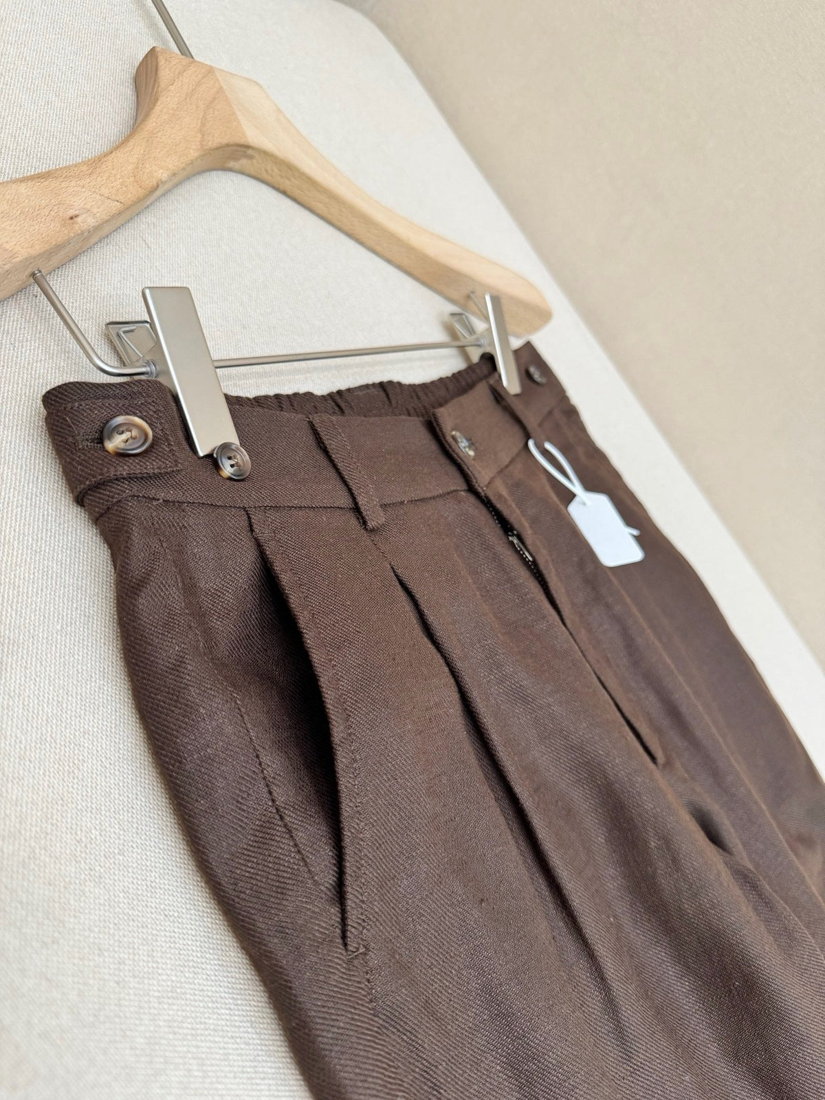 Brown Leather Plain Wide-Leg - Men's