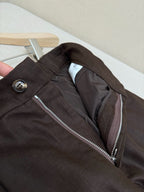 Brown Leather Plain Wide-Leg - Men's