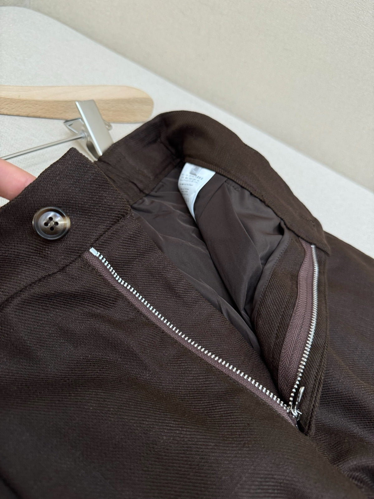 Brown Leather Plain Wide-Leg - Men's