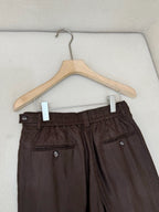 Brown Leather Plain Wide-Leg - Men's