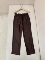 Brown Leather Plain Wide-Leg - Men's