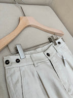 Brown Leather Plain Wide-Leg - Men's