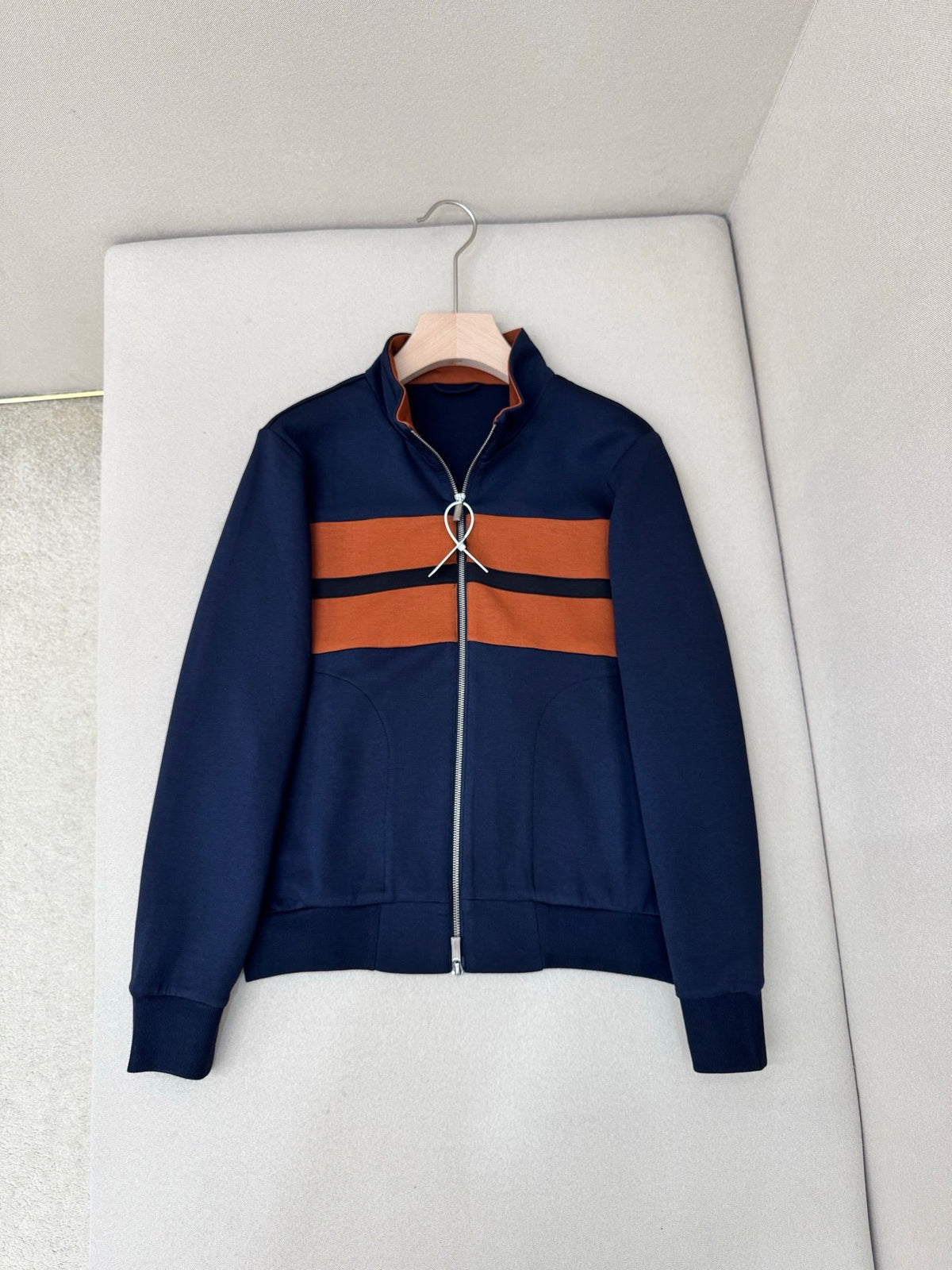 Blouson für Herren mit Kontrasteinsätzen, cremefarben, Strick