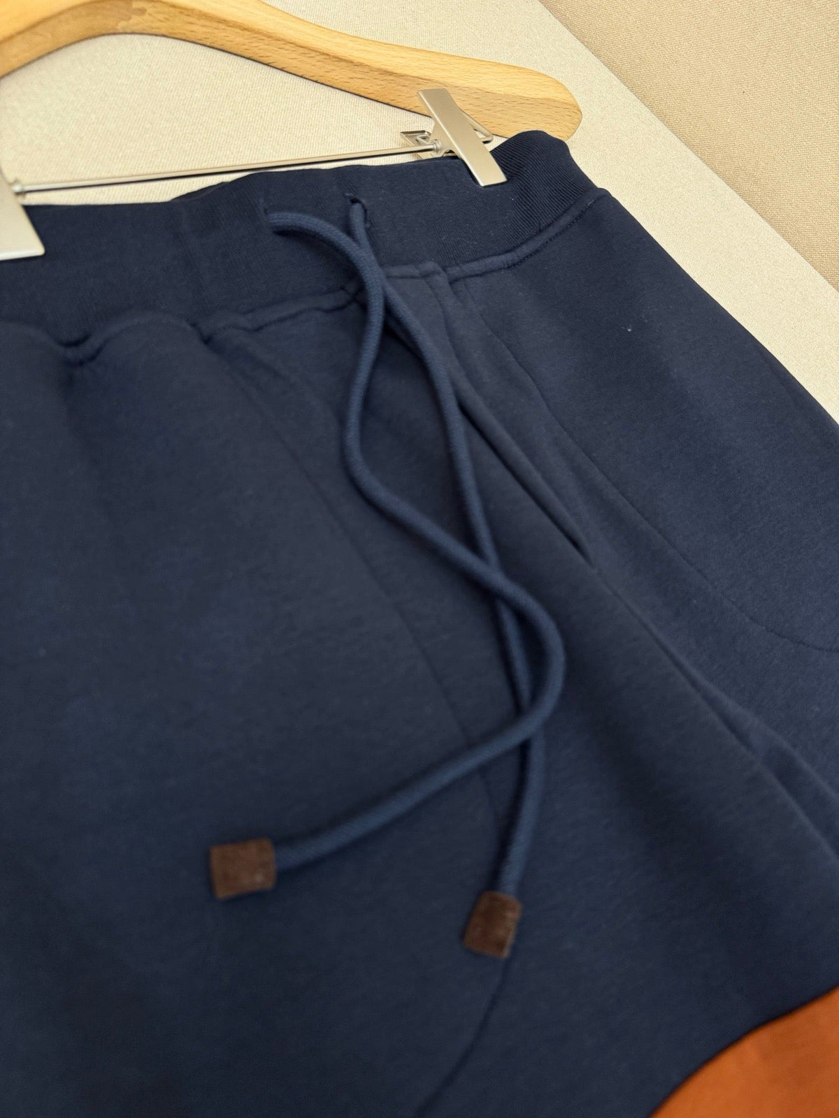Navy Cotton Contrast Stripe Straight - Men's