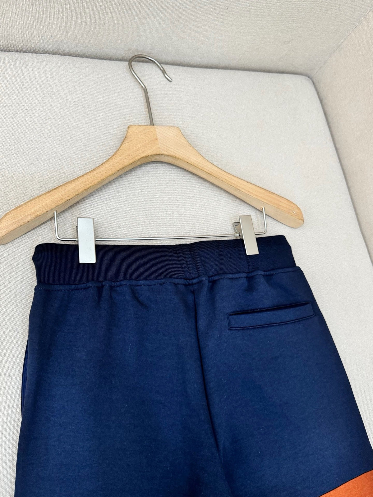 Navy Cotton Contrast Stripe Straight - Men's