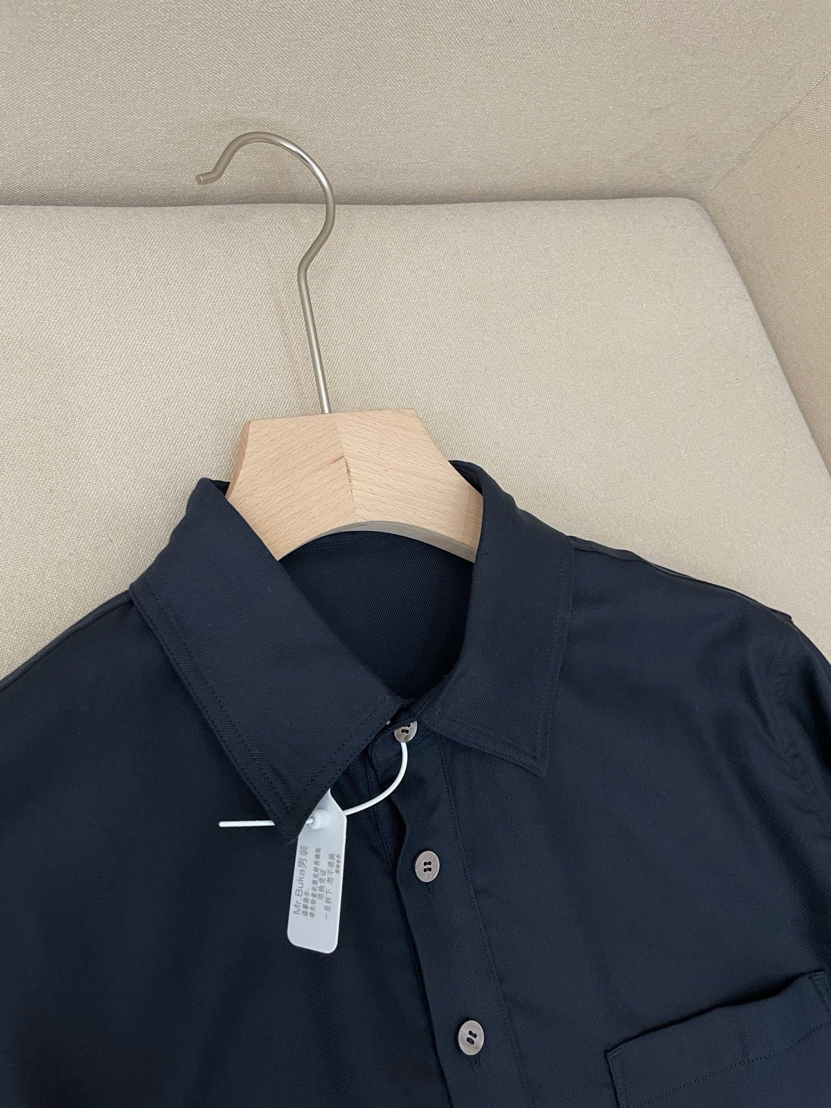 Weißes Baumwoll-Langarmshirt mit Tasche – Herren
