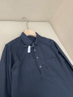 Weißes Baumwoll-Langarmshirt mit Tasche – Herren
