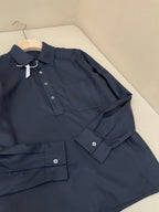 Weißes Baumwoll-Langarmshirt mit Tasche – Herren