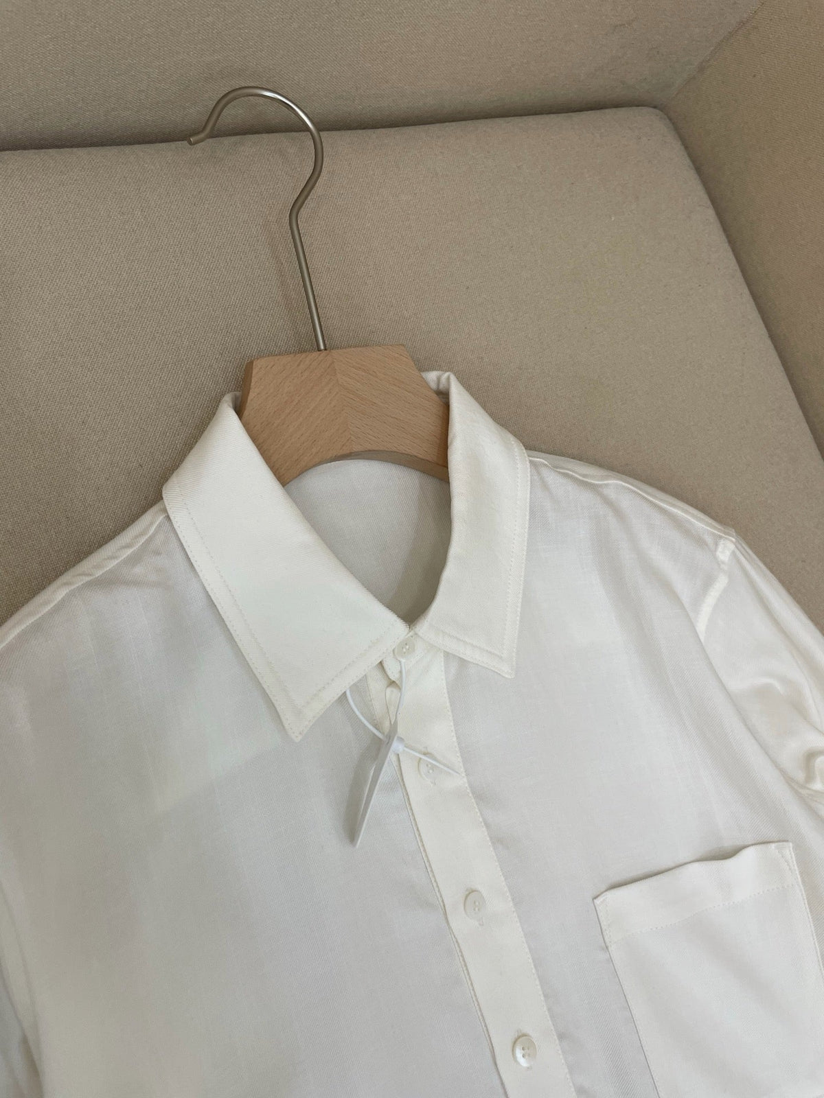 Weißes Baumwoll-Langarmshirt mit Tasche – Herren