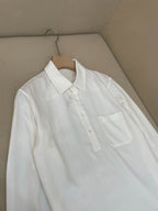Weißes Baumwoll-Langarmshirt mit Tasche – Herren